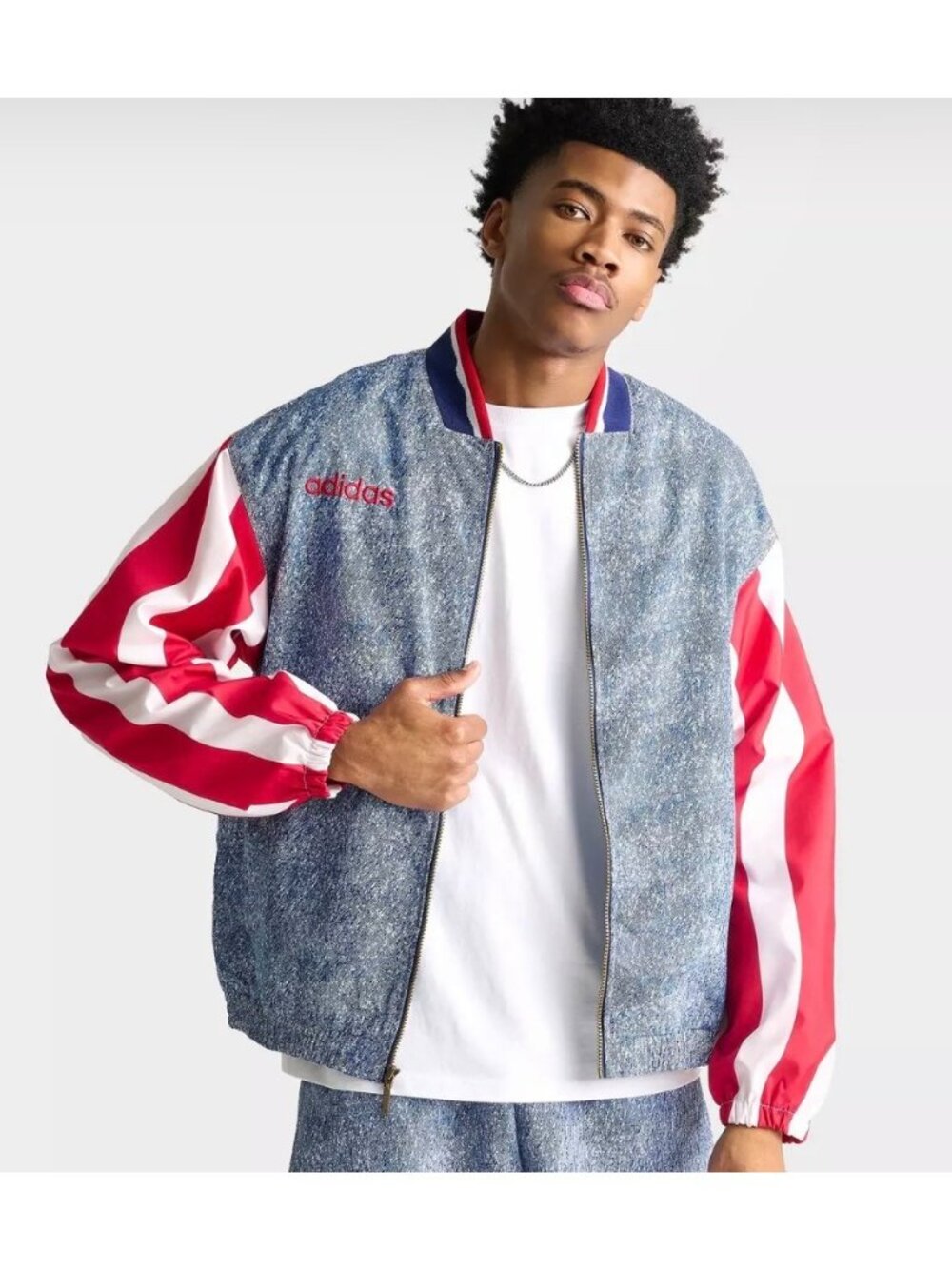 adidas Men's adidas Blue USA 1994 Denim Graphic Full-Zip Track Jacket size L